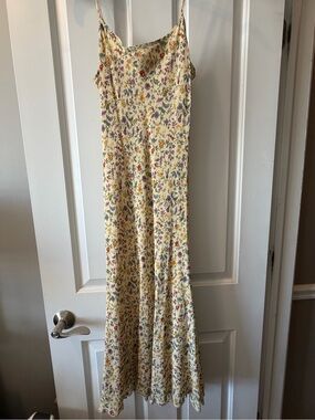 Reformation Cream Floral Maxi Slip Dress
